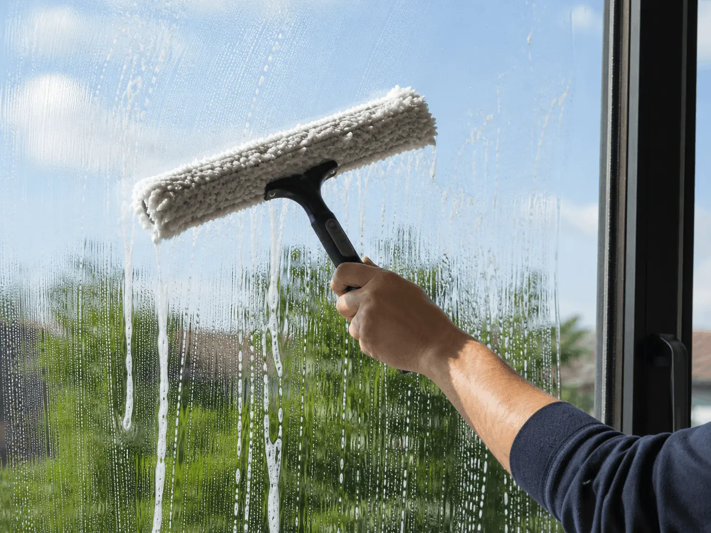 Glazenwasser aan het werk